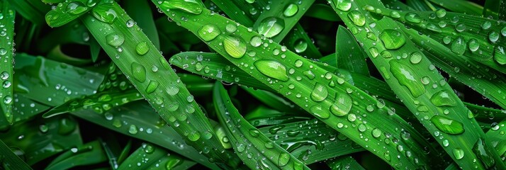 Vibrant green grass texture with raindrops, fresh and lush backdrop for photography