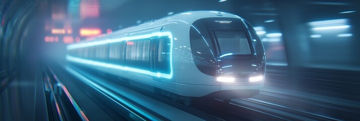 Obraz premium Futuristic High-Speed Train in Tunnel