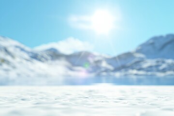Obraz premium Snowy Mountain Landscape with Sun