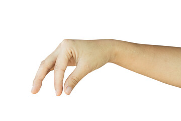 Female hand gesture hold, pick Isolated on transparent background, PNG File.