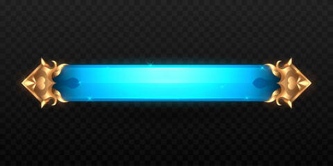 Elegant Gold and Neon Blue Game Title Banner Lower Third for Fantasy Game UI Design © Pugazh Logan