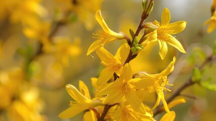 Fototapeta premium Forsythia blooms in spring