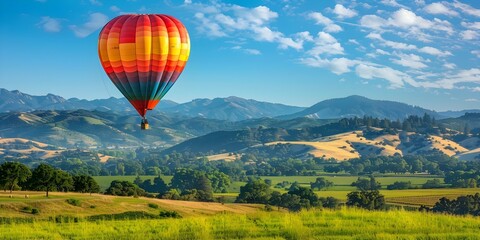 Fototapeta premium Promotional banner for Napa Valley hot air balloon ride in California USA. Concept Hot Air Balloon Rides, Napa Valley, California, USA, Adventure, Scenic Views