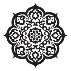 Silhouette of Islamic Ornament Icon Isolated in White