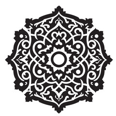 Silhouette of Islamic Ornament Icon Isolated in White
