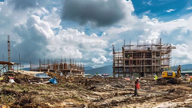 Construction site of New Capital City of Indonesia named Nusantara in East Kalimantan Capital City of Nusantara  Ibu Kota Nusantara IKN : Generative AI
