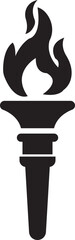 Torch and flame icon in fill style. The symbol of victory, success or achievement. Olympic burning torch in the Eiffel Tower. World Games. vector for apps, website isolated on transparent background.