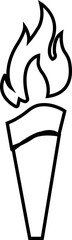 Torch and flame icon in line style editable . The symbol of victory, success or achievement. Olympic burning torch in the Eiffel Tower. World Games for app, website isolated on transparent background.