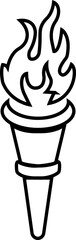 Obraz premium Torch and flame icon in line style editable . The symbol of victory, success or achievement. Olympic burning torch in the Eiffel Tower. World Games for app, website isolated on transparent background.