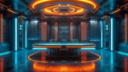 Futuristic Gaming Room with Neon Lights