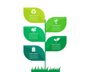 ecology and environment tree and icon infographic on white background. save world and energy. sustainable concept. vector illustration flat design.