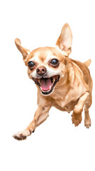 Obraz premium Full body shot of Chihuahua dog, running happily, smiling.