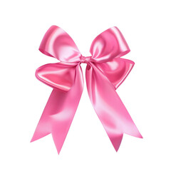 Pink ribbon bow isolated on transparent background
