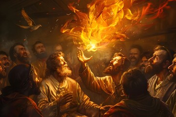 The Apostles and the Holy Spirit. Pentecost Digital Art