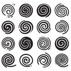 Hand-Drawn Swirls on Clean White Background, Variety of Shapes and Sizes