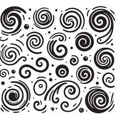 Hand-Drawn Swirls on Clean White Background, Variety of Shapes and Sizes