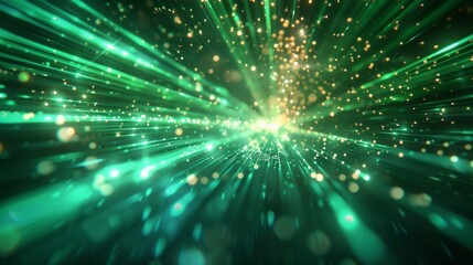 Abstract Green and Gold Light Burst