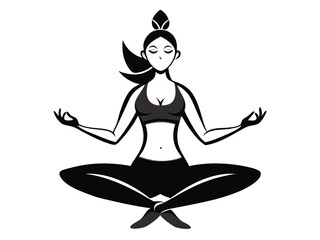 black and white yoga white background B.eps