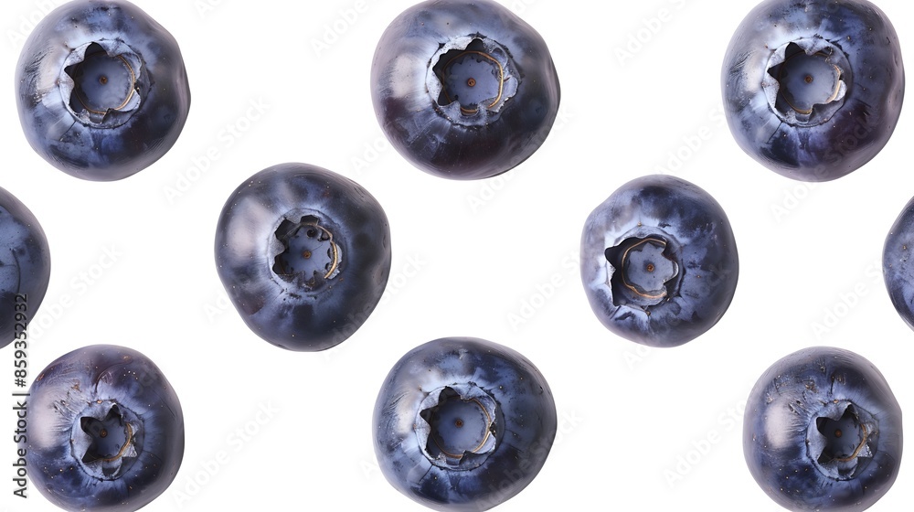 Poster isolated blueberries collection of nine blueberry fruits isolated on white background with clipping 