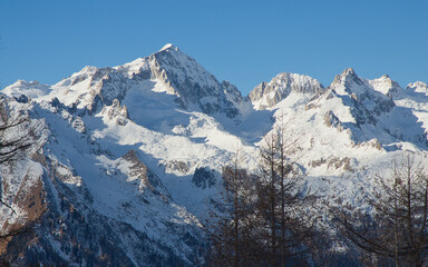 Snow-capped mountains near Madonna di Campiglio in Italy