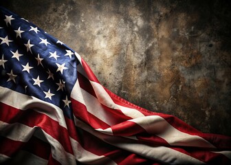 A Realistic Display of the American Flag on a Dark and Textured Surface 4th July