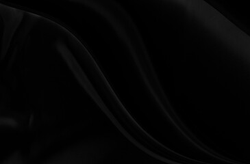 Black gray satin dark fabric texture luxurious shiny that is abstract silk cloth background with patterns soft waves blur beautiful.