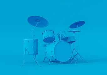 Bright Blue Drum Kit 3d illustration