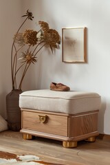 Elegant Ortega ottoman with storage compartment and soft upholstery, Furniture, Functional and stylish accent