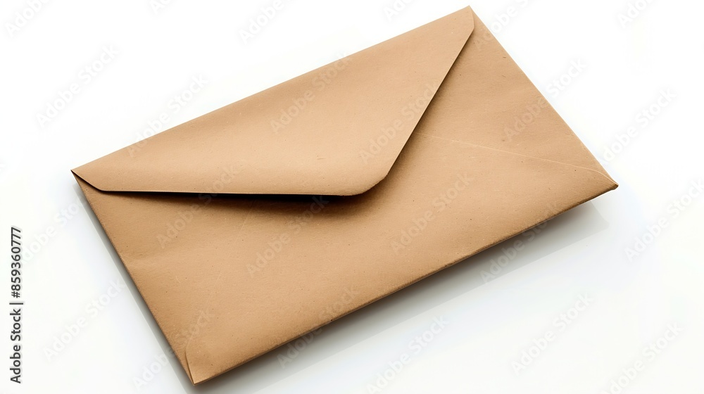 Poster brown envelope isolated on the white background : generative ai