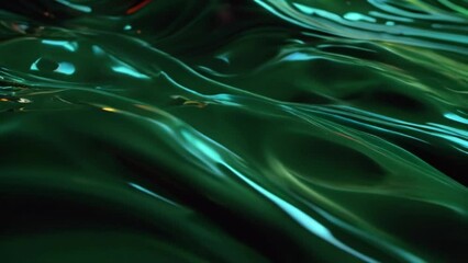 Slow motion animation of shiny green slime, latex, glossy neon 4K - Powered by Adobe