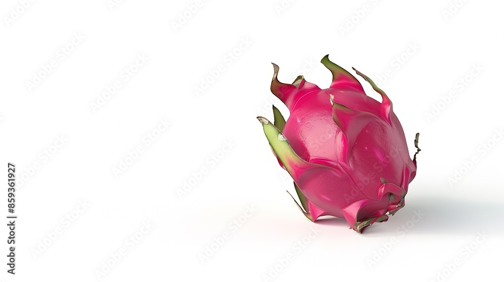 Poster one dragon fruit isolated on white background with clipping path : generative ai