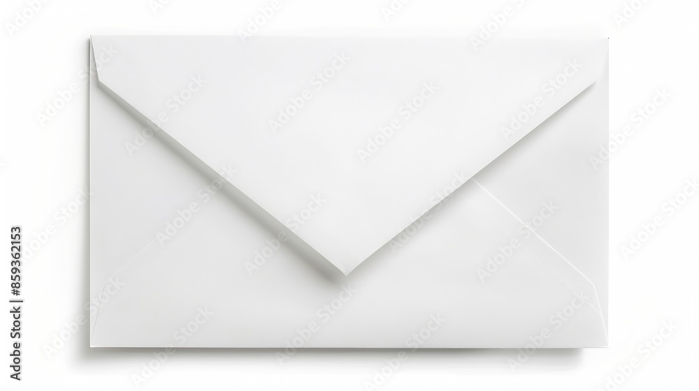 Poster White envelope with folded blank sheet of paper for correspondence isolated on white background : Generative AI