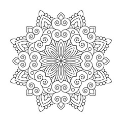 Intricate mandala movement design for adult coloring book