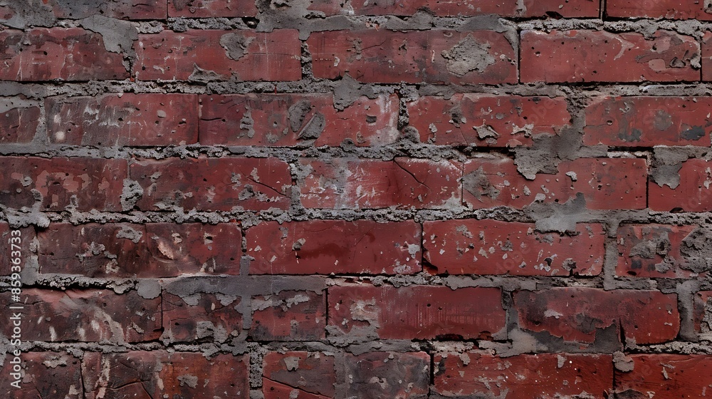 Aufkleber red textured brick wall background with old cement blocks and brown stone pattern in exterior constr
