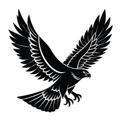 Obraz premium Flying Hawk Silhouette Vector Art Illustration: Majestic Bird Graphics for Dynamic Design Projects