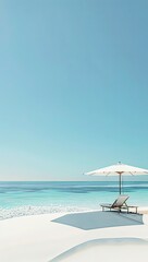 Fototapeta premium beach with umbrella and chairs