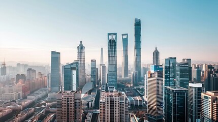 Obraz premium Modern city skyline and buildings in BeijingChina : Generative AI