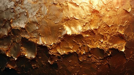 Fototapeta premium An image showcasing a golden surface with ripples and metallic reflections, capturing the interplay of light and texture in a captivating visual presentation.