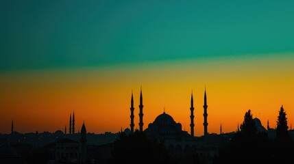 Serene Mosque Silhouette at Twilight