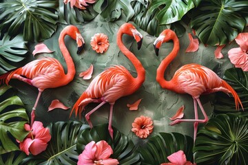 Fototapeta premium flamingo pattern. ai generated