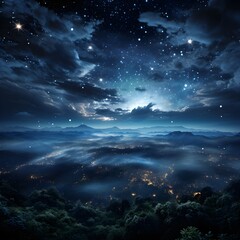 Naklejka premium sunset over the river