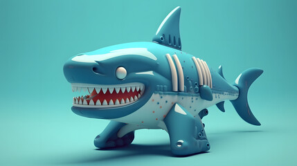Naklejka premium Shark Toy robot 3d cartoon