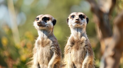 Fototapeta premium Curious Meerkat Pair.