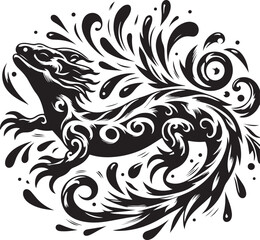 Fototapeta premium Salamander design silhouette vector art work EPS file Generator AI