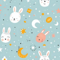 seamless pattern with rabbits