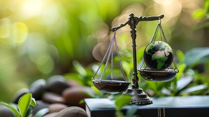 International environmental law concept Climate or environmental justice Environmental regulations for sustainable business corporate and industry International law for environmental p : Generative AI