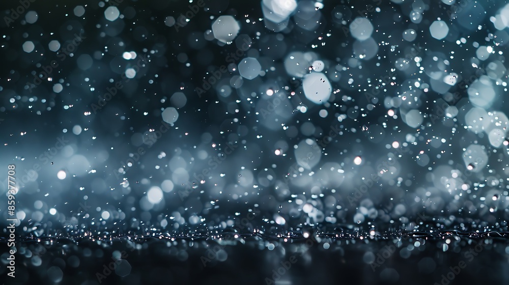 Poster Macro photography of rain on a black background Abstract background : Generative AI