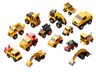Obraz premium collection of 3d render of construction vehicle