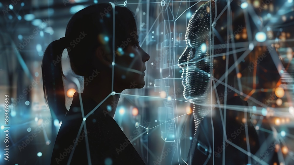 Leinwandbilder The concept of technology and people using AI to help with work AI Learning and artificial intelligence business modern technology internet and network Empower your business : Generative AI