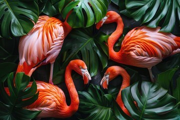 Fototapeta premium flamingo pattern. ai generated